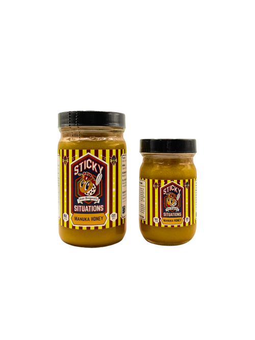 8 and 4 ounce manunka honey 83 jars