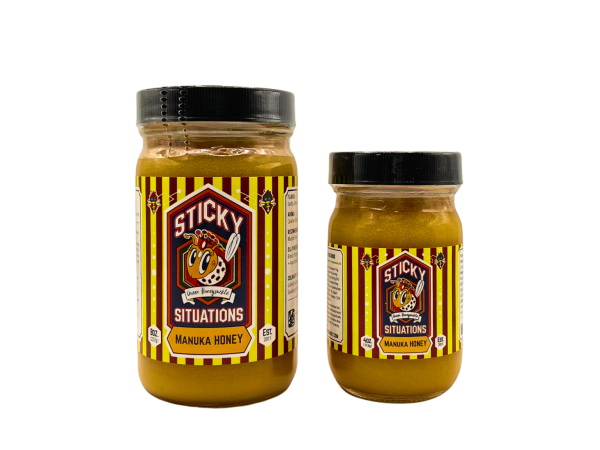 8 and 4 ounce manunka honey 83 jars